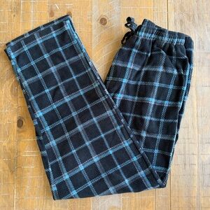 Perry Ellis Blue Checkered Fleece Pajama Bottoms Medium